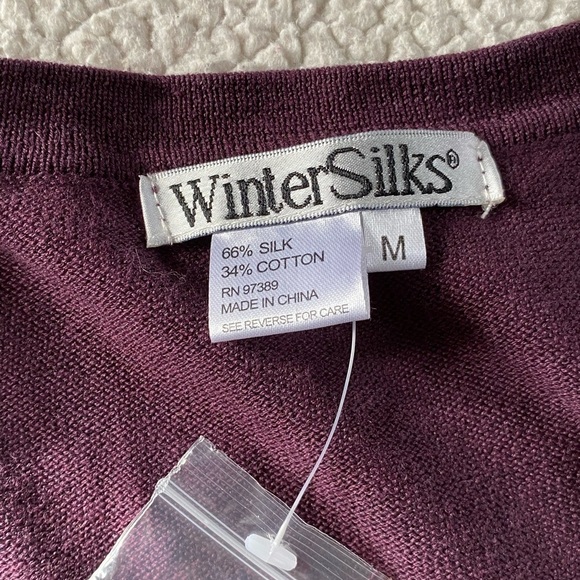 Winter Silks Long Sleeve Silk Blend V-Neck Cardigan, Size: Médium - Picture 6 of 7
